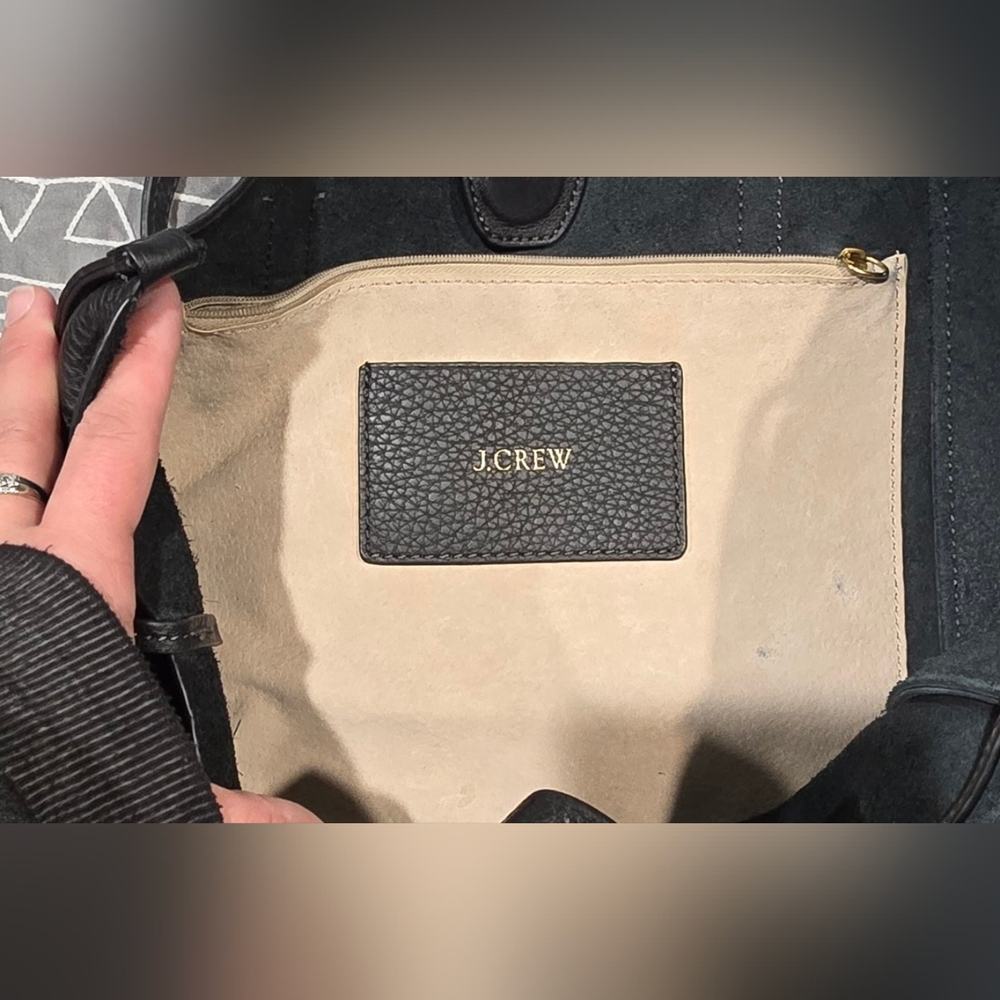 J.Crew Signet Black Pebbled Leather Tote Bag - Picture 6 of 10